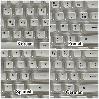 Minimalist White PBT Keycaps 120 Keys Korean Spanish English Multilingual XDA Profile for Mechanical Keyboard Magnetic Keyboard