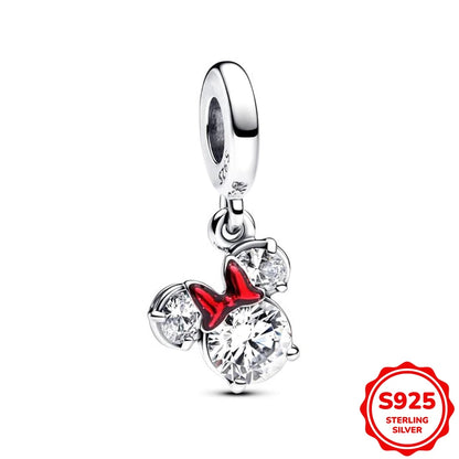Charms plata de ley Disney Stitch Mickey and Minnie Pendant Beads Fits 3mm Bracelet Necklace For Women Luxury DIY Fine Jewelry