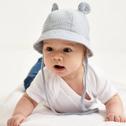 Muslin Baby Summer Hat Newborn Cap Cotton Baby Sun Hats for Girls Boys Infant Bucket Hat for Toddler Accessories 3-12M