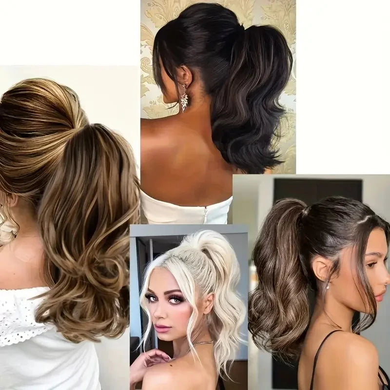 12 Inch Short Curly Clip-In Ponytail Extension-Synthetic Hair for Women Voluminous Claw Clip Hairpiece for Everyday Wear