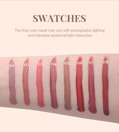 8 Color Nude Brown Matte Liquid Lipstick Velvet Sexy Dark Red Lip Glaze Non-stick Cup Not Easy To Fade Lip Gloss Lipstick Makeup