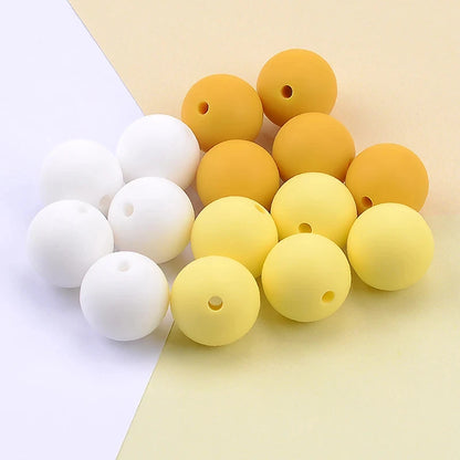 LOFCA 9mm 100pcs Silicone Teething Beads Teether Baby Nursing Necklace Pacifier Clip Oral Care BPA Free Food Grade Colorful