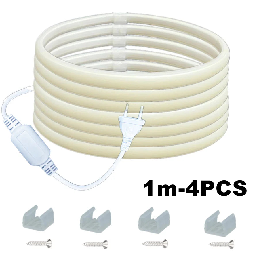 COB LED Strip 220V Switch/Dimmable Power EU Plug 288LEDs/m 3000k 6000k RA90 Outdoor Garden FOB LED Tape Bedroom Kitchen Lighting