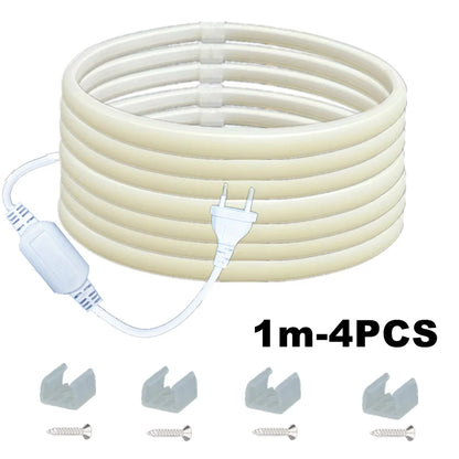 COB LED Strip 220V Switch/Dimmable Power EU Plug 288LEDs/m 3000k 6000k RA90 Outdoor Garden FOB LED Tape Bedroom Kitchen Lighting