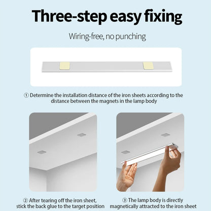 LED Ultra Thin Under Cabinet Lights Motion Sensor night light Wireless Rechargeable 3 Color Lamp Kitchen Closet Cabinet Lighting
