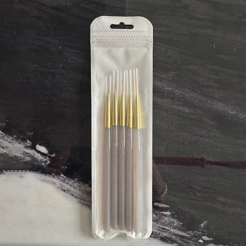 ♥♥♥5Pcs Slim Nail Art Brushes – Acrylic Flower Painting & Line Drawing Kit