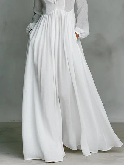 Elegant Stand Collar Long Sleeve Party Dress, Women 2026 New Spring Solid Casual Dresses, Single Breasted Ladies Pocket Dresses