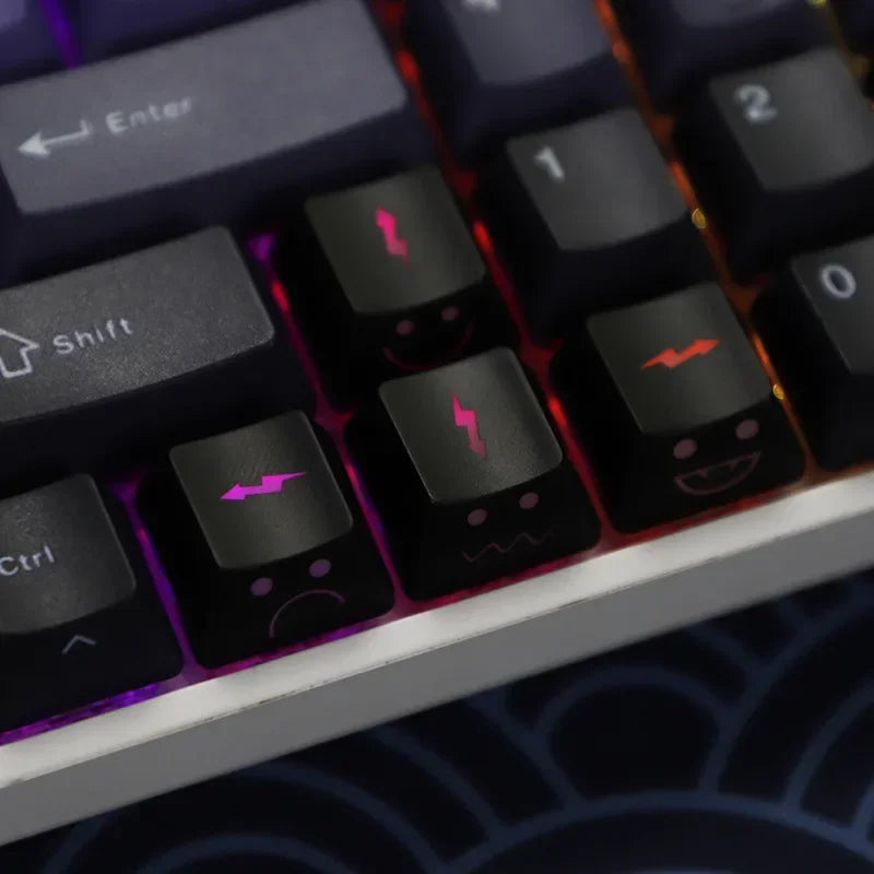 2025 New Cute Emo Keycap Set WASD Arrow Broadside Lighting Key Cap for Mechanical Keyboard Compatible with MX Switch