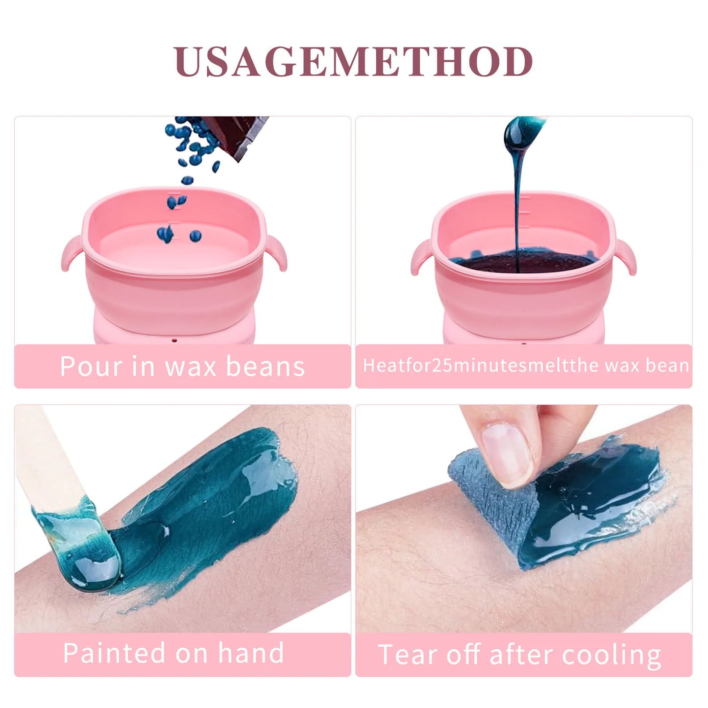 Portable Wax Heater Silicone Hair Wax Machine Spa Body Depilator Paraffin Par For Travel Hair Warmer 400ml