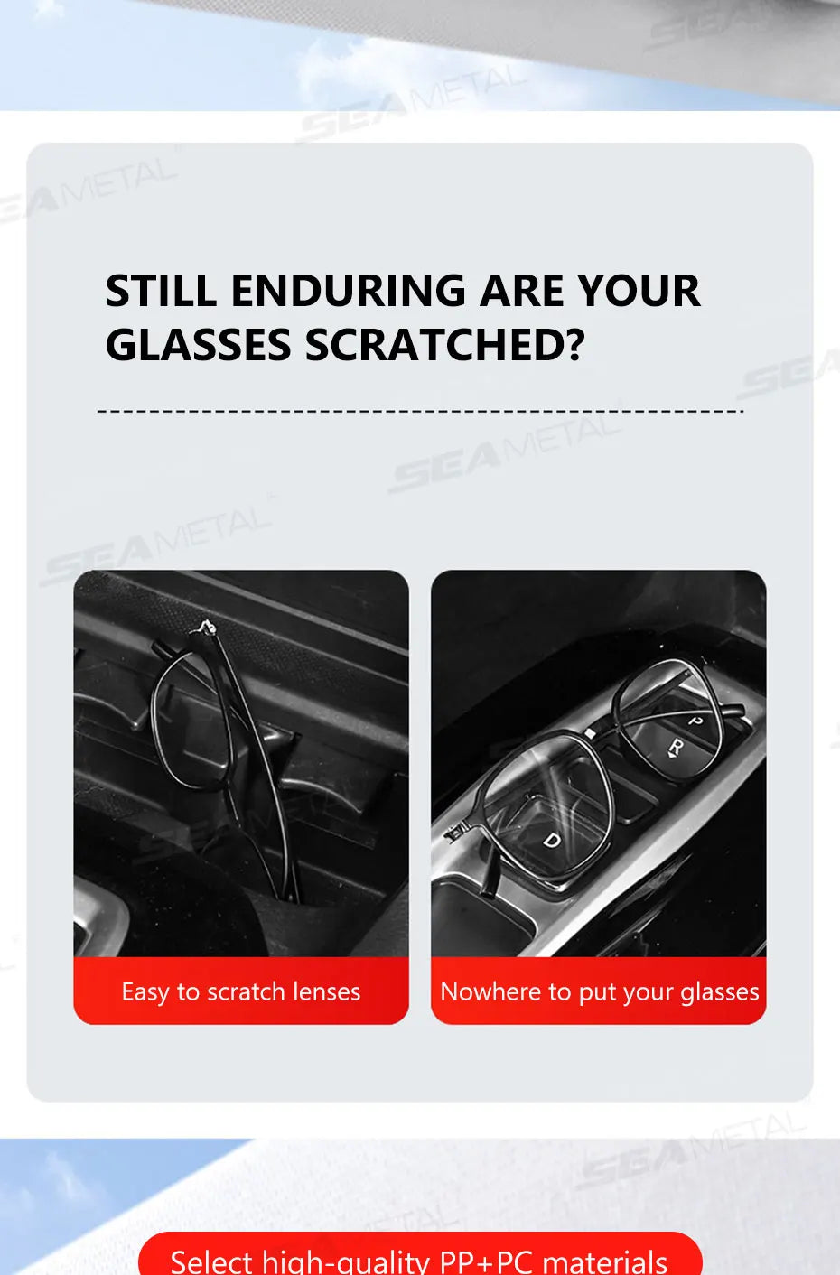 SEAMETAL Car Sun Visor Glasses Case Anti-Scratch Sunglasses Storage Box Glasses Holder Organizer Universal for 99% Car Models