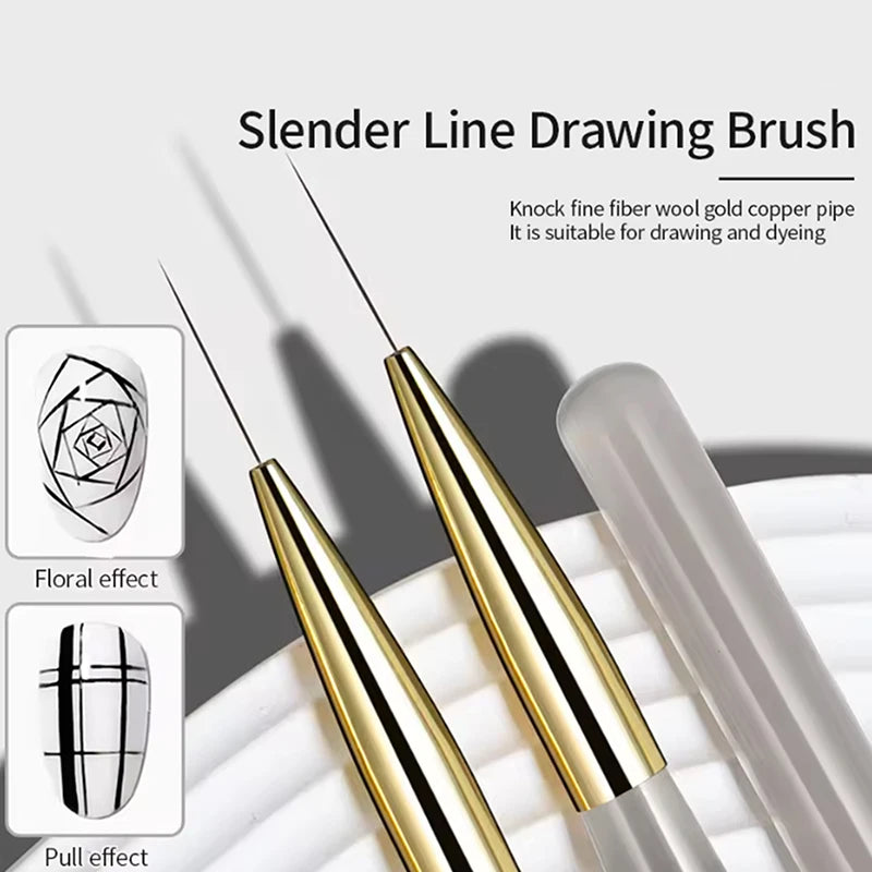 ♥♥♥5Pcs Slim Nail Art Brushes – Acrylic Flower Painting & Line Drawing Kit
