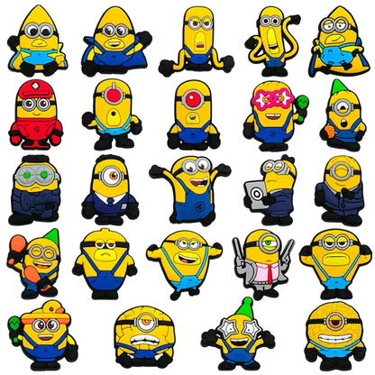 12-36Pcs Minion Cartoon Shoe Charms For Slides Sandals,PVC Shoe Decorations Accessories For Christmas Birthday Gift Party
