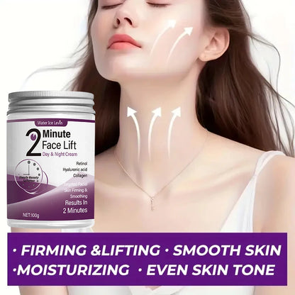 2-Minute Facial Lift Day and Night Cream with Retinol, Hyaluronic Acid, and Collagen - Moisturizing Lotion Suitable for All Light Skin Tones, Fragrance-Free, Absorbs in 2 Minutes
