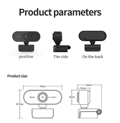 Webcam with Microphone, USB Computer Camera for Video Calls, Zoom, Teams, Streaming, Plug and Play for PC, Mac