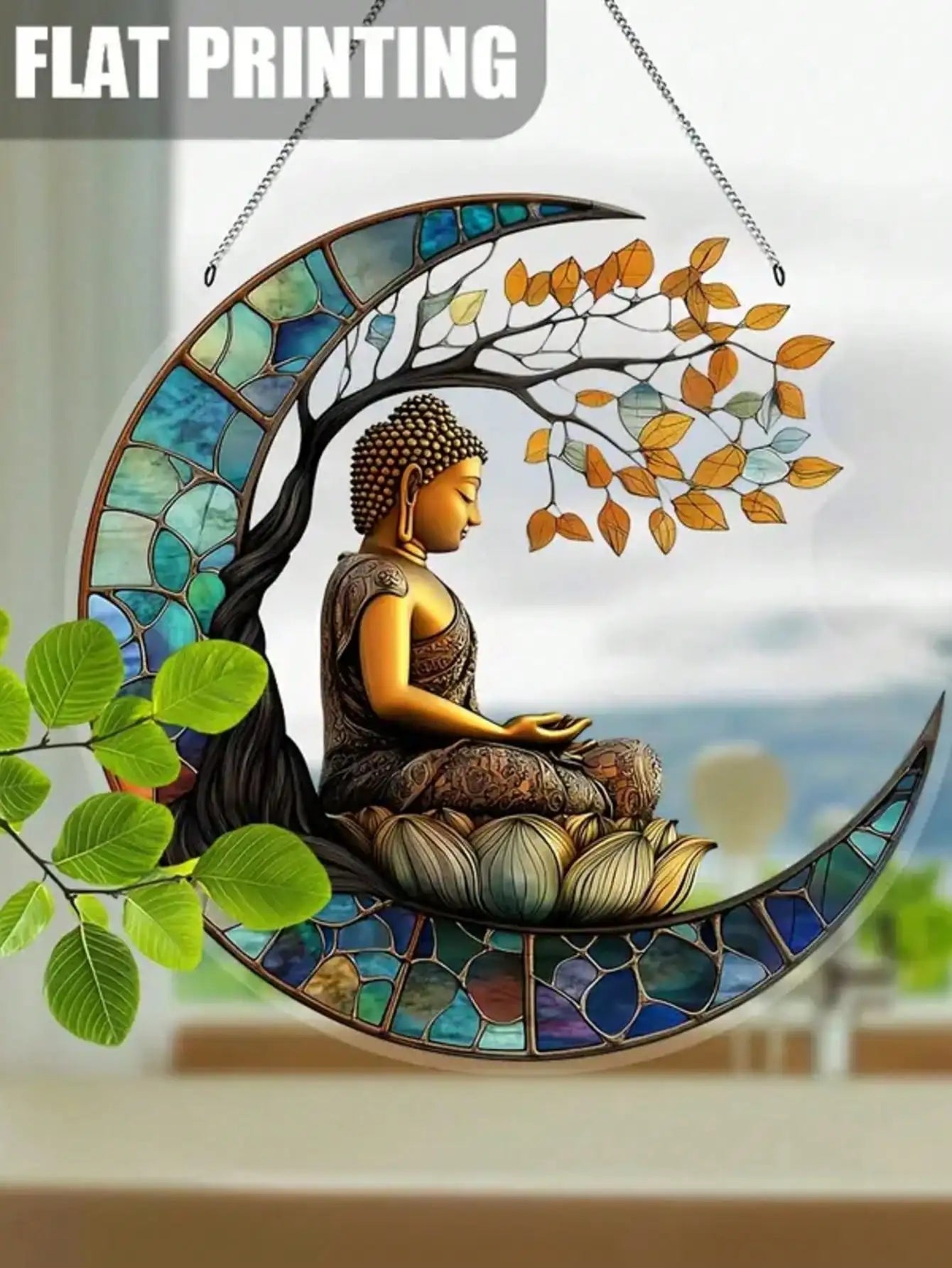1PCS2D enchanting Buddha sun visor - dyed acrylic, perfect for home and garden decoration, religious spiritual gifts