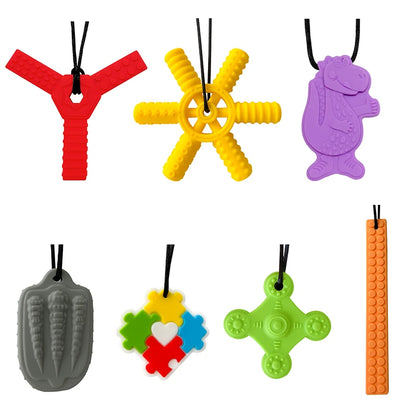 1pcs Silicone Teether Kids Chew Necklace Sensory Chewy Pendant Oral Motor Toys Therapy Tools for Autism Children's Goods