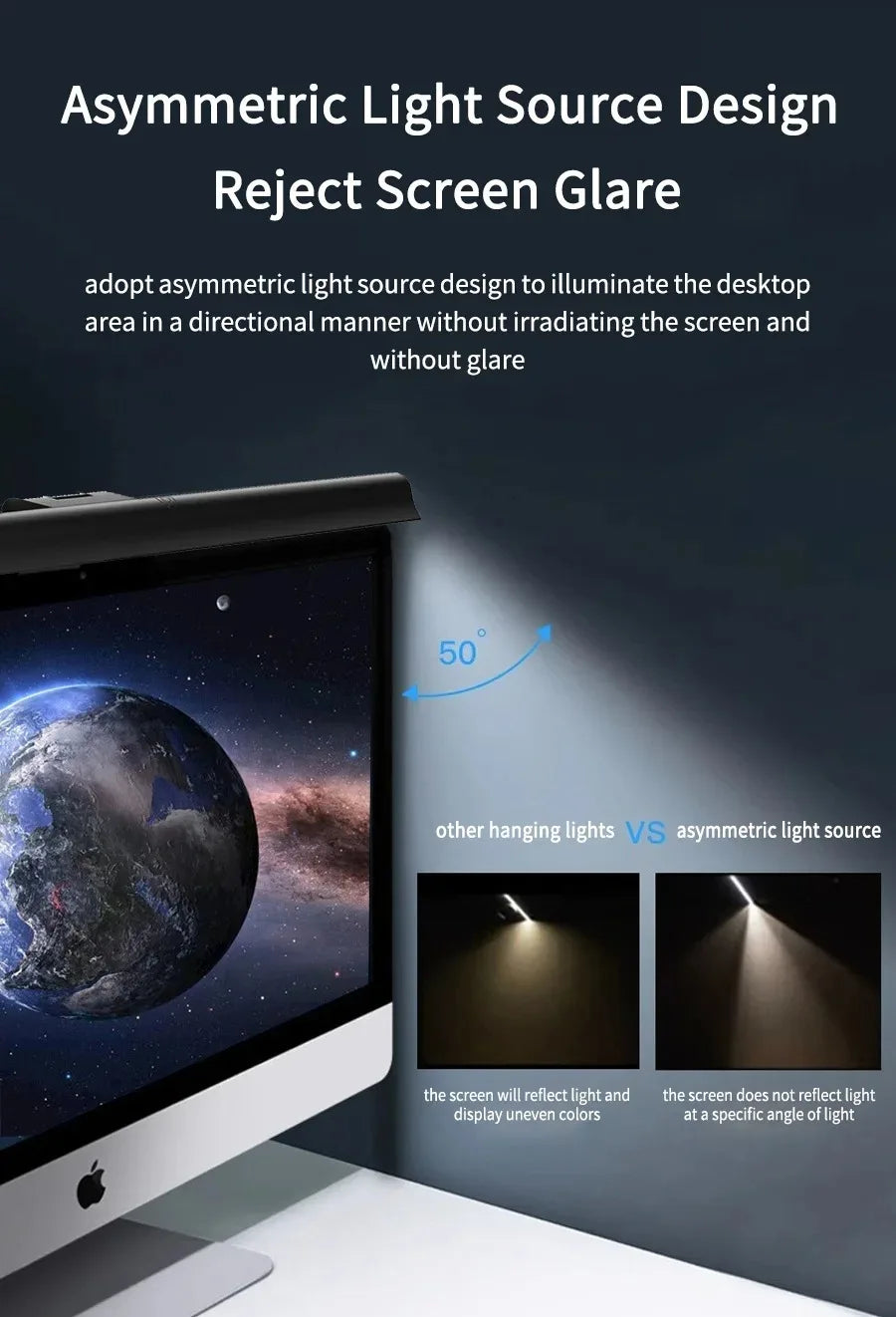 RGB Monitor Light Bar Strip Eye Care Dimmable Table Lamp for Work Game Learning Reading - Atmosphere Lighting
