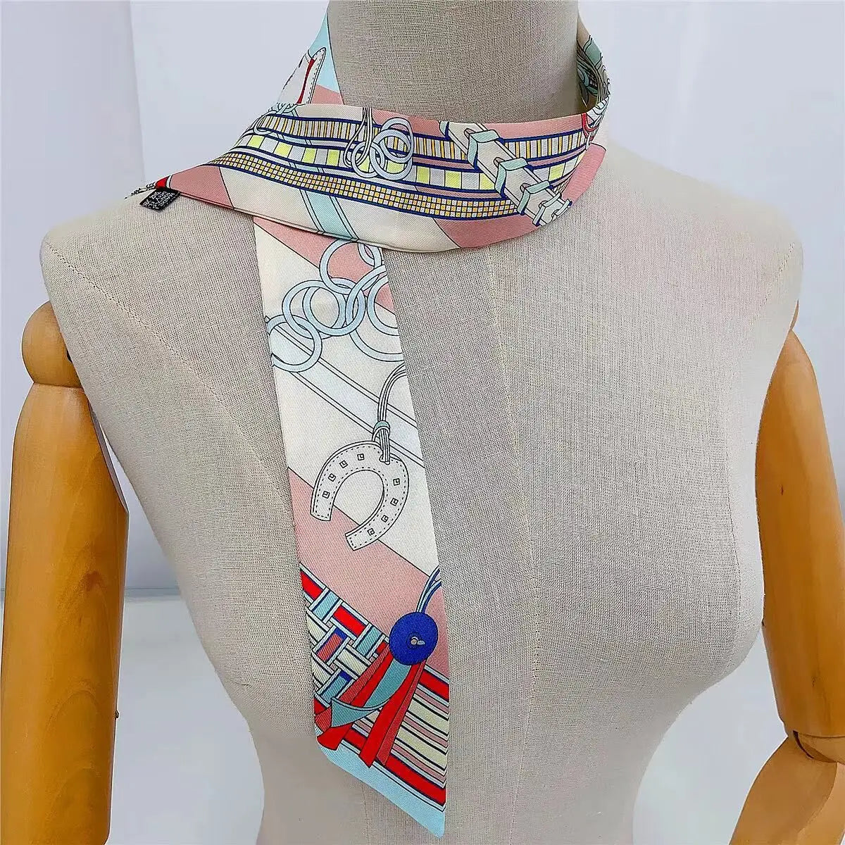 New Long Small Silk Scarf Headband Women's Double-sided Elegant Binding Strap Streamer Small Scarf Gift Ribbon Silk Scarf