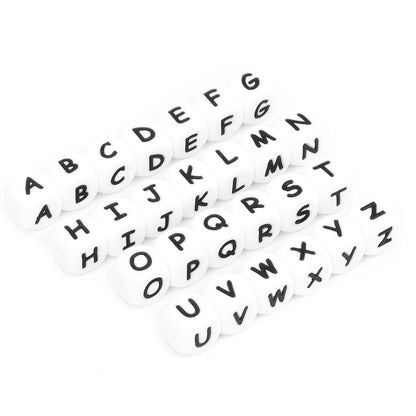 Lofca 100Pcs 12MM Silicone Letter Beads Silicone Beads Loose Beads Food Grade DIY Bracelet Necklace Pacifier Chain Accessories