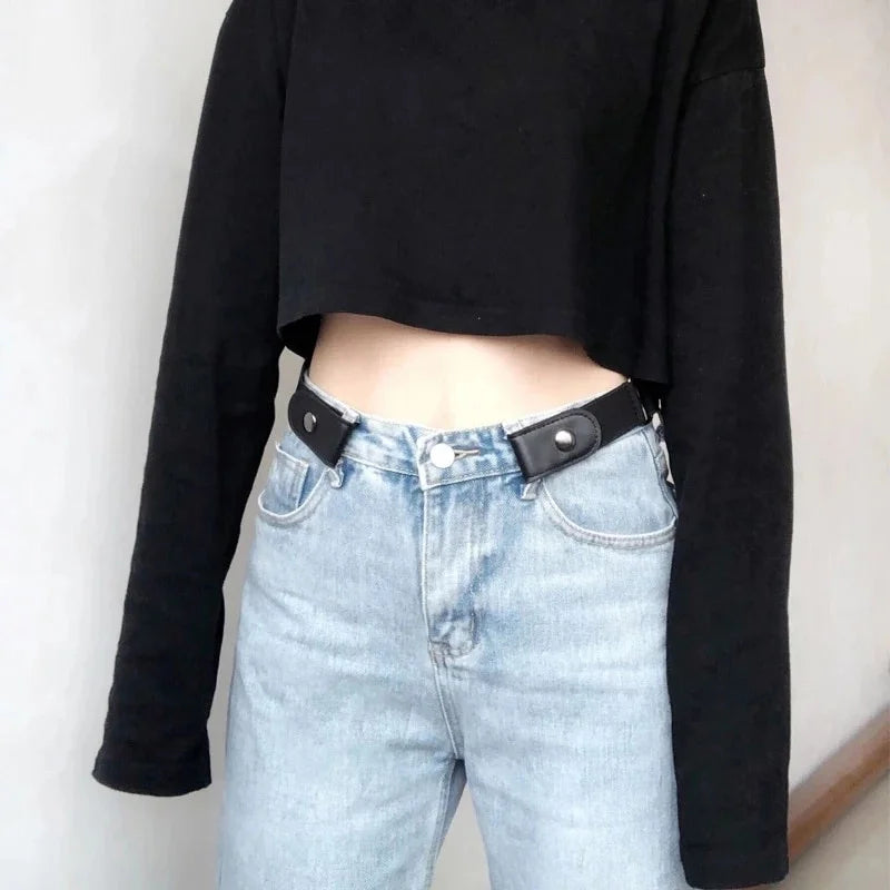 2024 Hot Men's and Women's Invisible Belt Without Buckle Seamless Lazy Belt Wild Elastic Elastic Jeans Belt Decoration Ins Wind