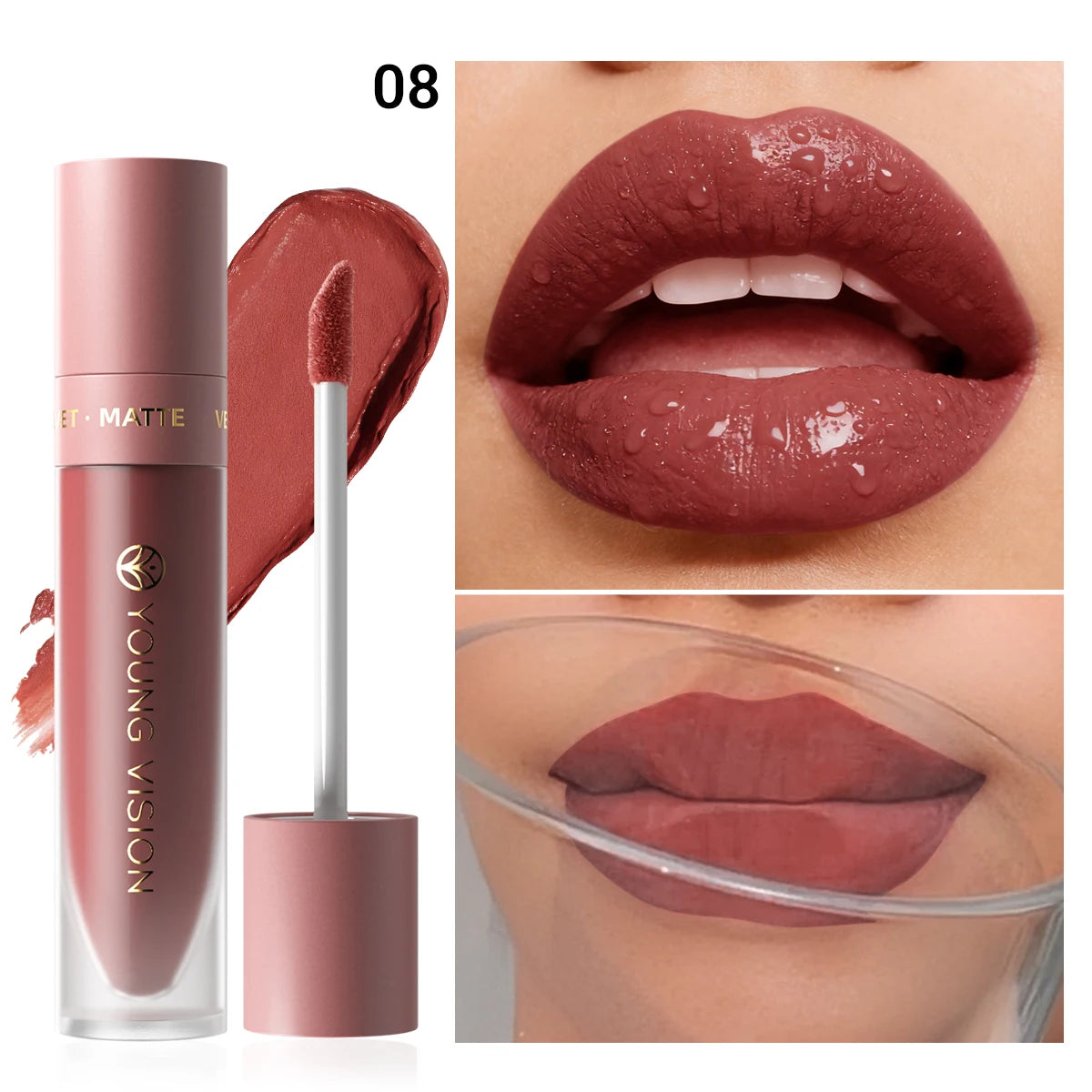 8 Color Nude Brown Matte Liquid Lipstick Velvet Sexy Dark Red Lip Glaze Non-stick Cup Not Easy To Fade Lip Gloss Lipstick Makeup