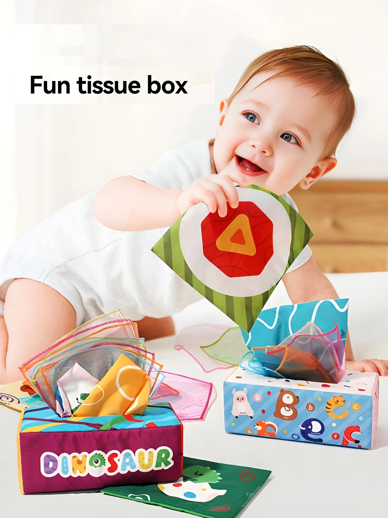 Newborn baby toy - Simulated tissue box with realistic tissue pull-out for early education