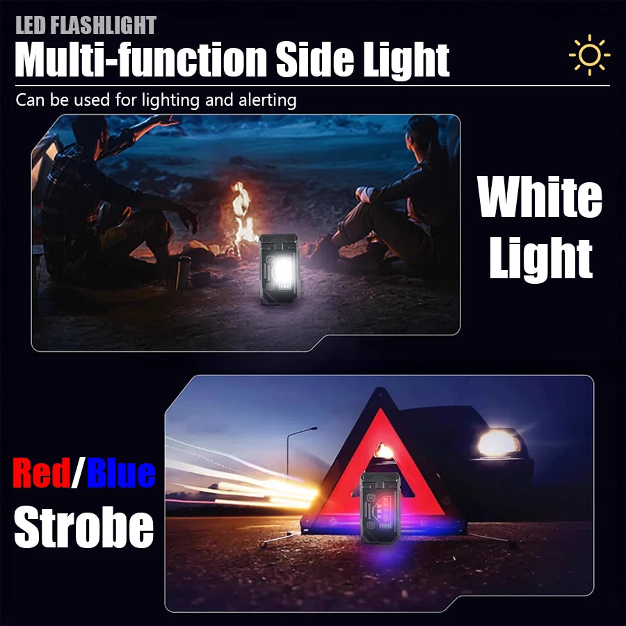 Mini COB LED Flashlight USB C Rechargeable Powerful Work Light  with Clip Magnet Waterproof EDC Camping Walking Pocket Lamp