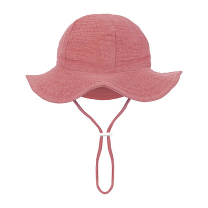 Floral Print Baby Bucket Hats Adjustable Solid Caps for Infant Boys Girls Sunscreen Outdoor Beanies Beach Fishing Headwraps