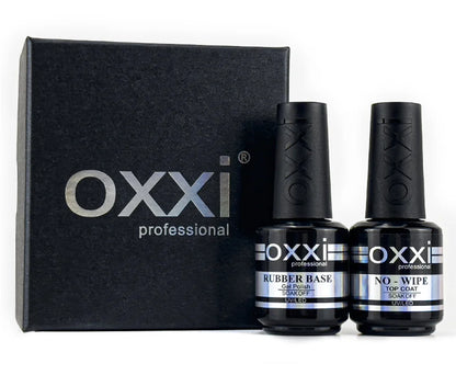 OXXI PROFESSIONAL Rubber Base Coat UV Gel 15ml No Wipe Shiny Top Coat 2pcs Set Gel Polish Semi-permanent Nail Polish Base Gellac