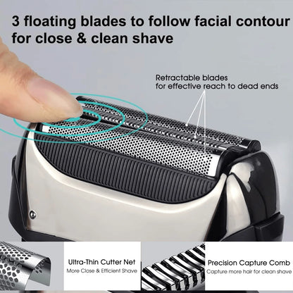  Electric Razor for Men Face Cordless Rechargeable Waterproof Foil Shaver with LED Display for Beard Trimming Razors