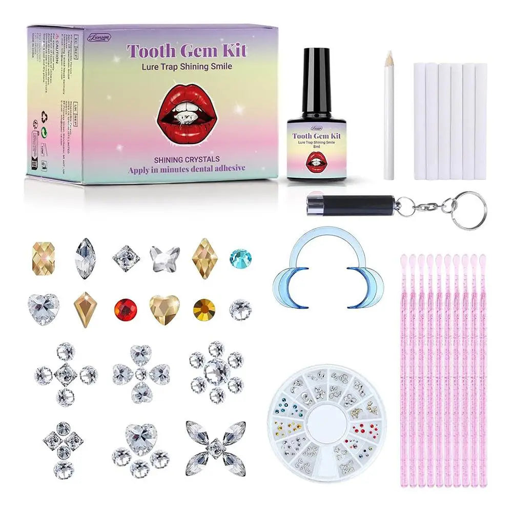 Tooth Jewelry Kit DIY Teeth Gems Set 7ml Glues Light Firm Reliable Clear Precious Stone Crystal Tooth Ornaments Jewellery