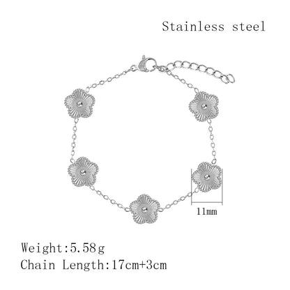 Fashion Flower Stainless Steel Bracelets For Women Trendy Gold Color Metal Bracelet Party Birthday Daily Cute Romantic Jewelry