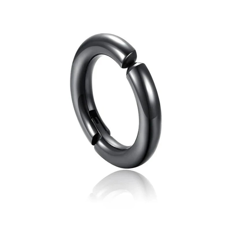 1 Pcs Clip On Hoop Earrings For Men Women Stainless Steel Fake Non Piercing Magnetic Dangle Earring Black Huggie Hoop