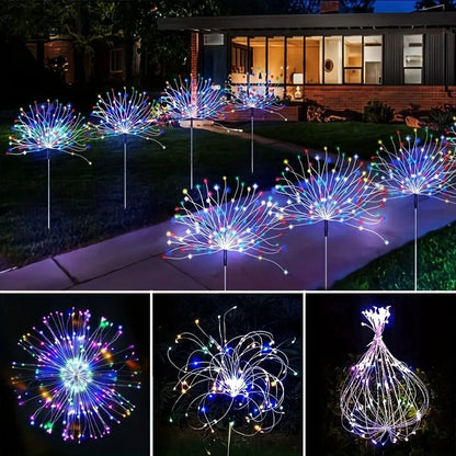 60/200LEDs Solar Firework Lights Outdoor Waterproof Solar Garden Lights 8 Lighting Modes With Remote Control Decorations Light
