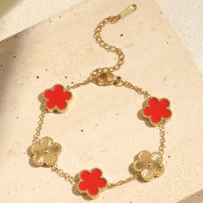 Fashion Flower Stainless Steel Bracelets For Women Trendy Gold Color Metal Bracelet Party Birthday Daily Cute Romantic Jewelry