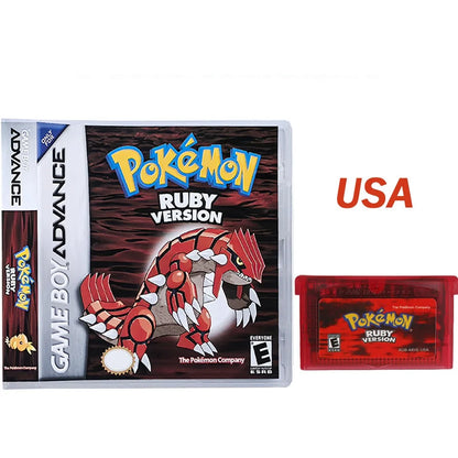 2025 New Pok é mon Series Jade Red Leafgreen Ruby Sapphire 5th Edition GBA Game Box, 32-bit Video Game Cartridge, No Manual