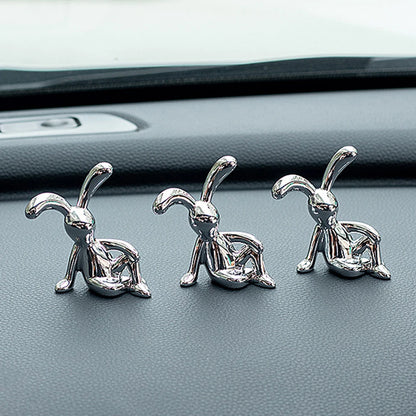 Cartoon Animal Rabbit Car Interior Center Console Decoration Personality Dining Table Desk Creative Props Accessories