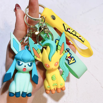 Pokémon Big Eevee Family Keychain Gift Set, Complete Evolution PVC Keychain with Pokéball Clip, Adorable Key Ring for Kid