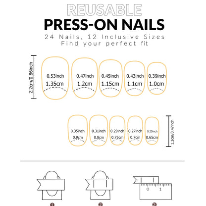 ARTAUG 24PCS Press On Nails Medium White Square Press On Nails Sweet Press On Nails korean press on nails