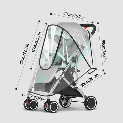 Universal Waterproof Pram Rain Cover Baby Stroller Accessories Transparent Wind Dust Shield Zipper Open for Pushchairs Raincoat