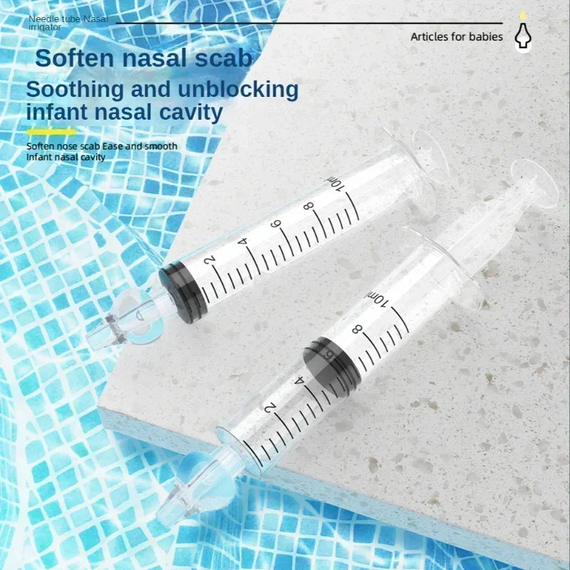 10ml Baby Nose Cleaner with Silicone Nasal Suction Tips Syringe Nasal Irrigator Portable Needle Tube Nasal Washer for Infants