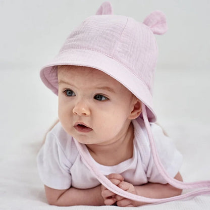 Muslin Baby Summer Hat Newborn Cap Cotton Baby Sun Hats for Girls Boys Infant Bucket Hat for Toddler Accessories 3-12M