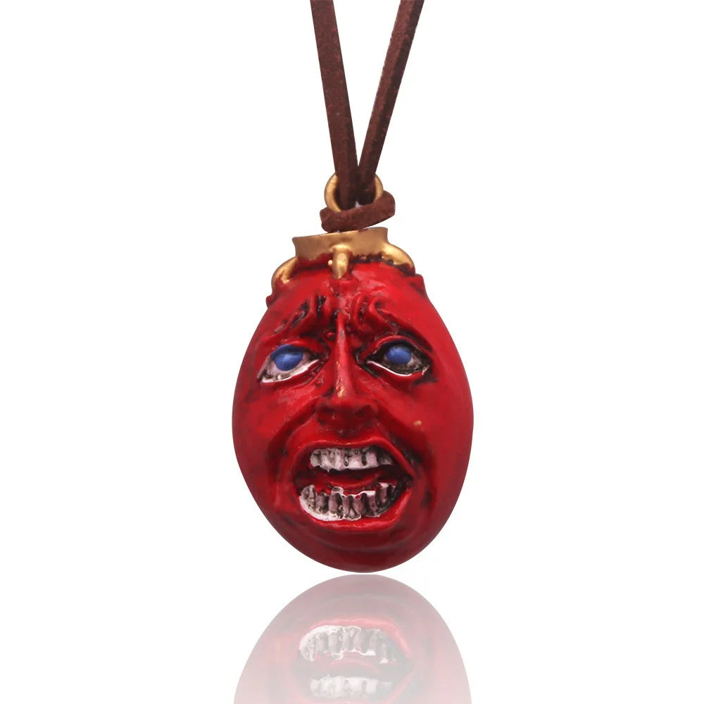 Fashing Popular anime Red Elliptical three-dimensional pendant Necklace Egg Of King Cosplay  Arc Resin Pendant Accessories Gift