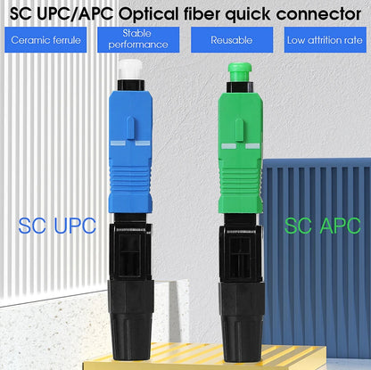 FTTH Optical Fiber Quick Connector Single Mode SCUPC/APC Leather Fiber Optic Cable Cold Splicing Fast Connector Assembly Tools