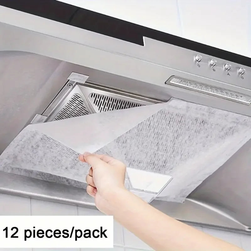 12-Pack Heavy-Duty Range Hood Filters - Oil-Absorbing Mesh Covers for Kitchen Ventilation, Easy Install