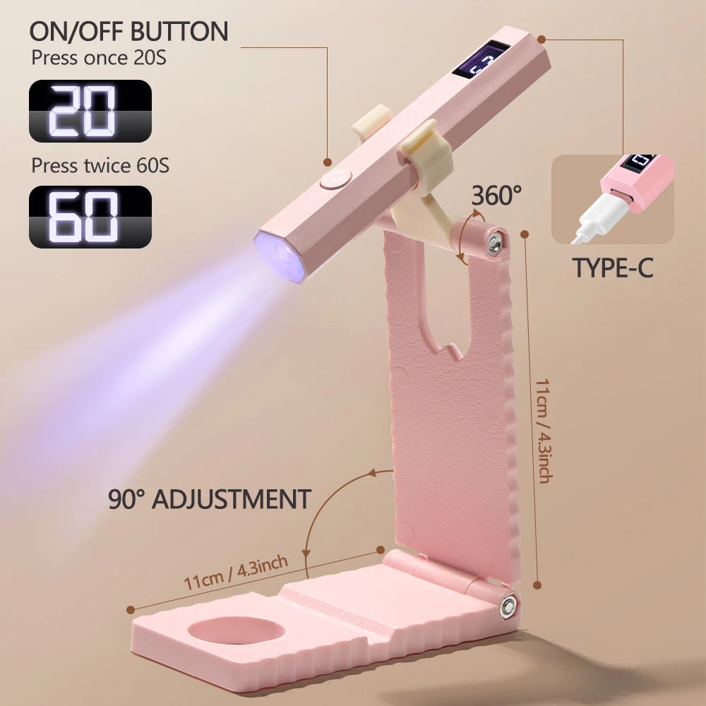 YIKOOLIN UV Light for Gel Nails Mini UV Nail Lamp Professional LED Light for Curing Gel Polish 2 Timing Modes for DIY Home Salon