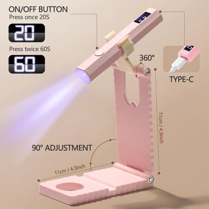 YIKOOLIN UV Light for Gel Nails Mini UV Nail Lamp Professional LED Light for Curing Gel Polish 2 Timing Modes for DIY Home Salon