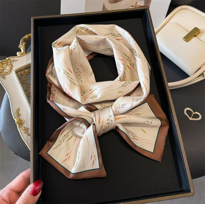 Fashion Skinny Silk Scarf for Women Letter Hair Ribbons Headbands Bandana Female Bag Wrist Wrap Neckerchief Foulard Neck Ties