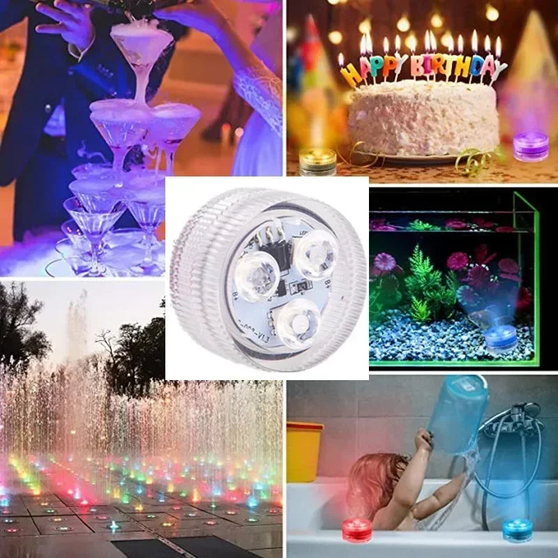Colorful 3 LED Underwater Light With Remote Control Powered By Button Cell Waterproof Swimming Pool Party Decoration Lamp