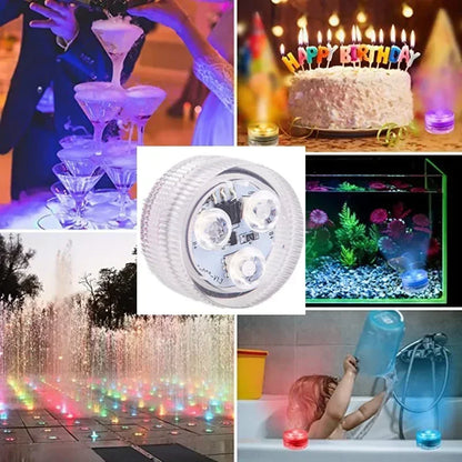 Colorful 3 LED Underwater Light With Remote Control Powered By Button Cell Waterproof Swimming Pool Party Decoration Lamp